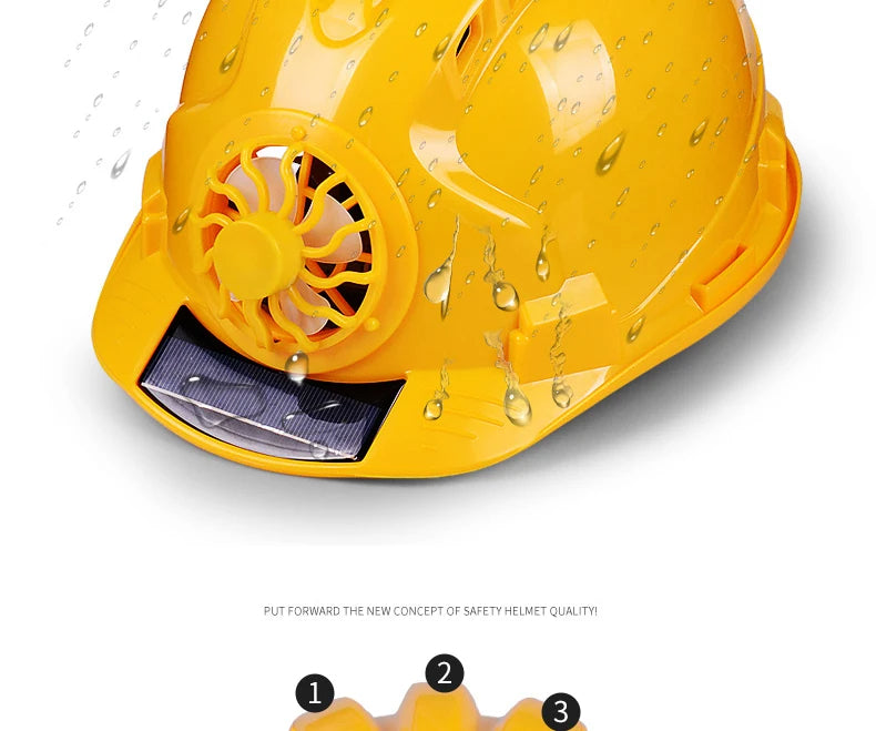 Solar-Power Fan Helmet Outdoor Working Safety Hard Hat Construction Workplace ABS Material Protective Cap Powered by Solar-Panel