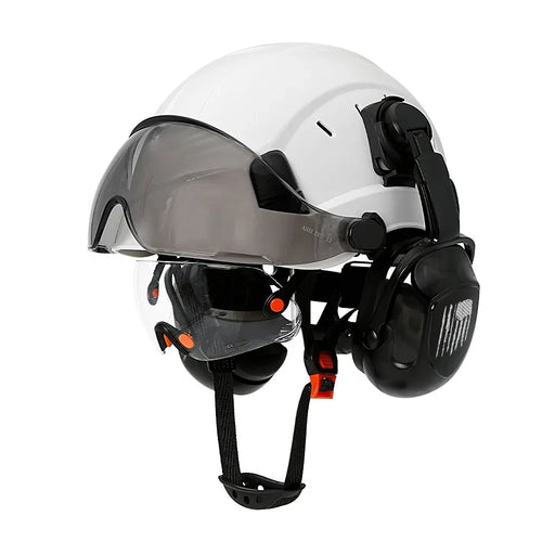 Casque de sécurité de Construction CE avec visière, lunettes intégrées, cache-oreilles pour ingénieur, casque rigide ANSI, casquette de travail industrielle, Protection de la tête