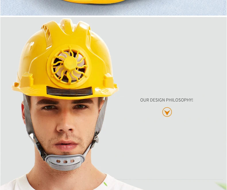Solar-Power Fan Helmet Outdoor Working Safety Hard Hat Construction Workplace ABS Material Protective Cap Powered by Solar-Panel