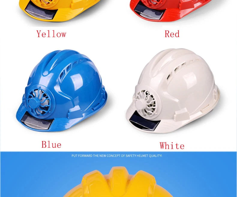 Solar-Power Fan Helmet Outdoor Working Safety Hard Hat Construction Workplace ABS Material Protective Cap Powered by Solar-Panel
