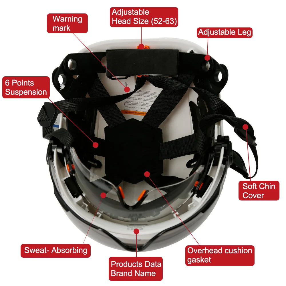 Casque de sécurité de Construction CE avec visière, lunettes intégrées, cache-oreilles pour ingénieur, casque rigide ANSI, casquette de travail industrielle, Protection de la tête
