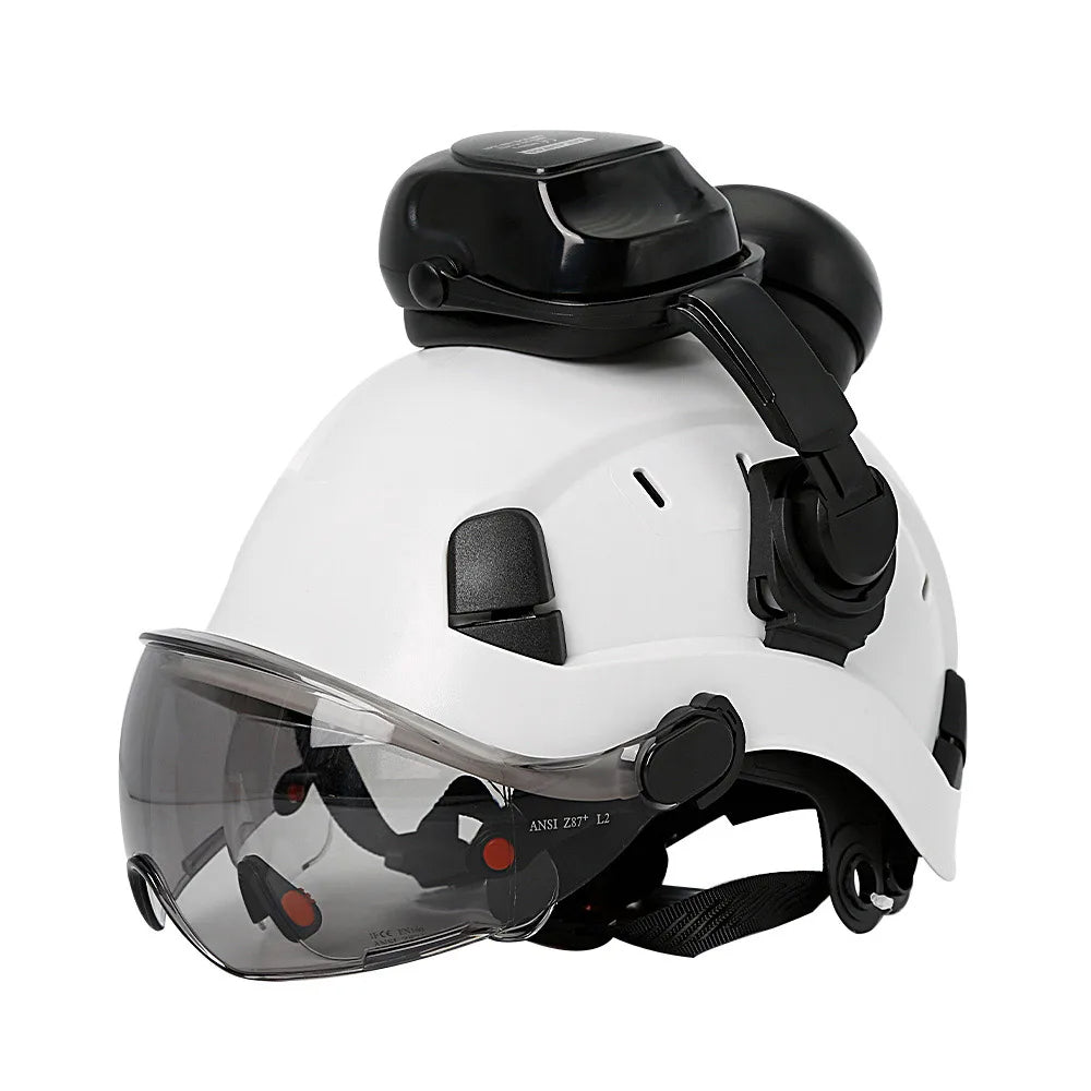 Casque de sécurité de Construction CE avec visière, lunettes intégrées, cache-oreilles pour ingénieur, casque rigide ANSI, casquette de travail industrielle, Protection de la tête