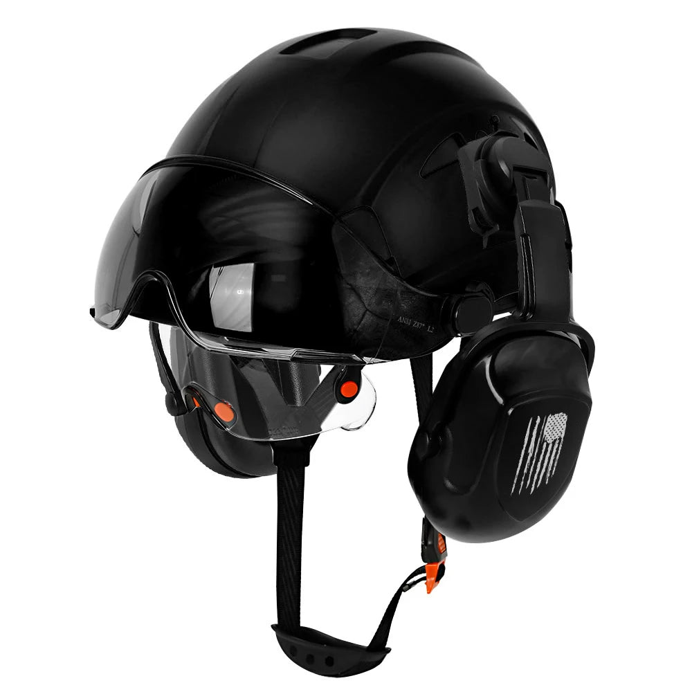 Casque de sécurité de Construction CE avec visière, lunettes intégrées, cache-oreilles pour ingénieur, casque rigide ANSI, casquette de travail industrielle, Protection de la tête