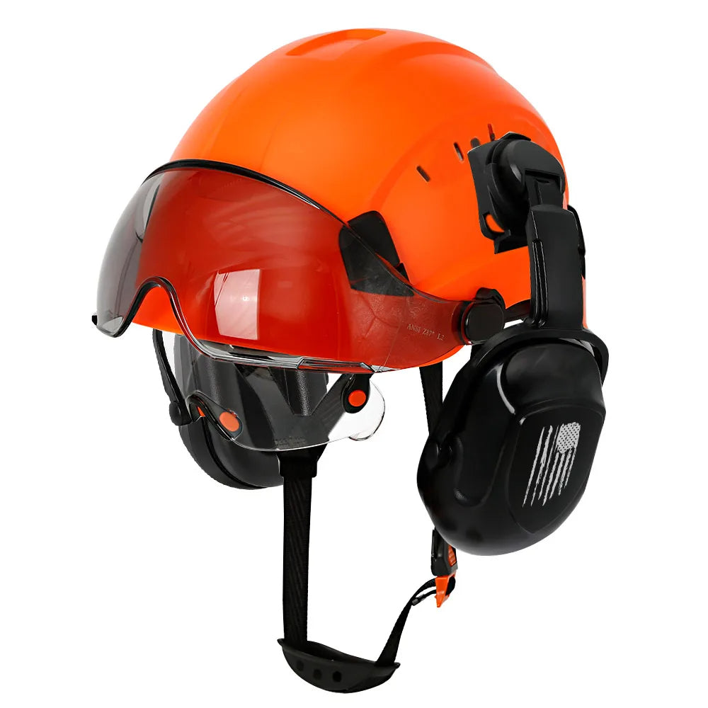 Casque de sécurité de Construction CE avec visière, lunettes intégrées, cache-oreilles pour ingénieur, casque rigide ANSI, casquette de travail industrielle, Protection de la tête
